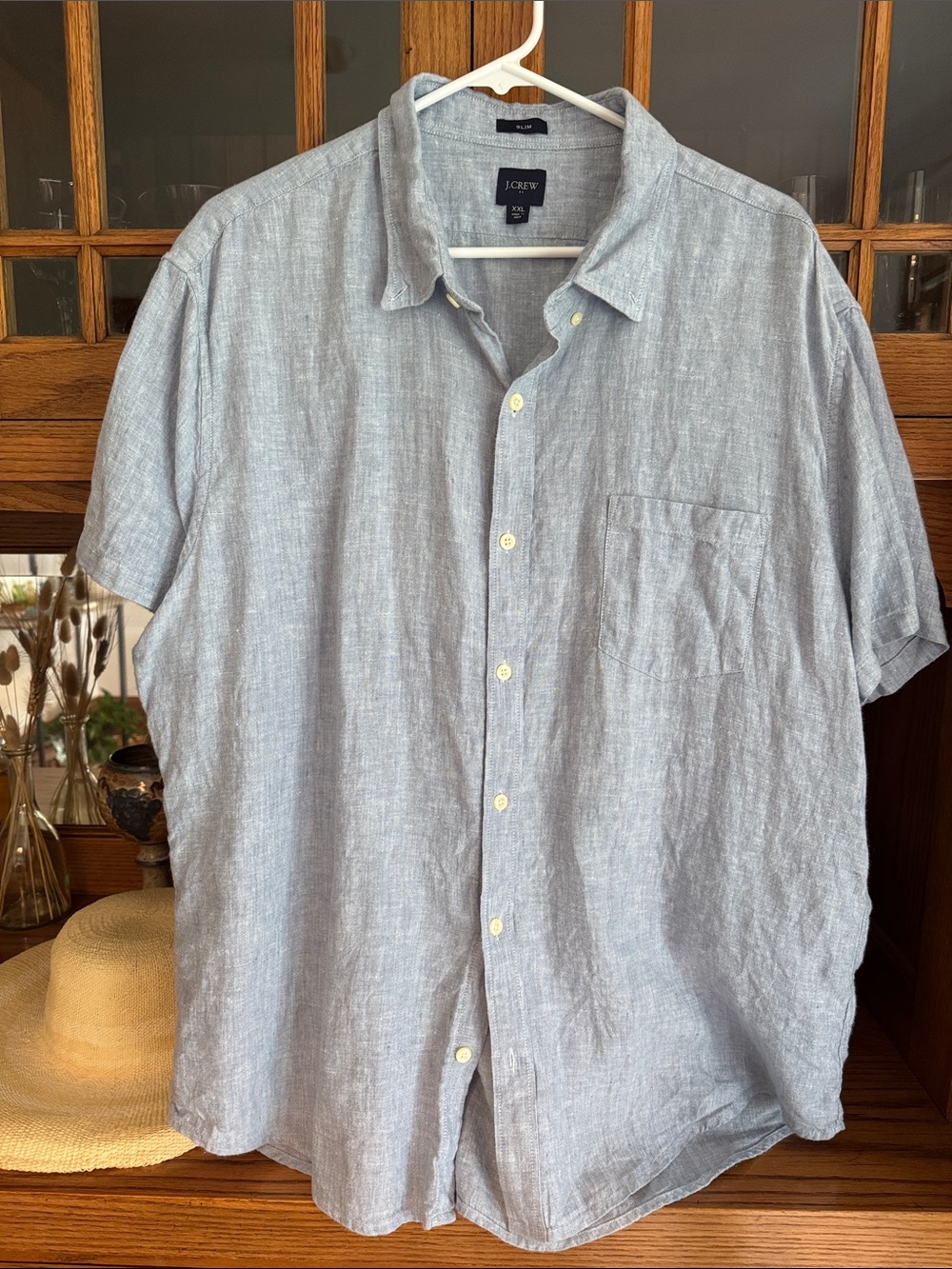 J. Crew Factory Linen short sleeve button down XXL slim